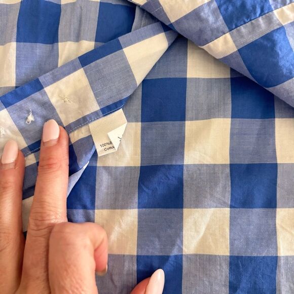 Ledbury Slim Fit Blue and White Button Down Large - Picture 8 of 8